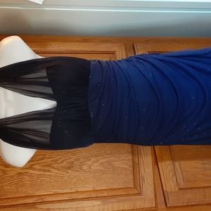 Navy sparkly evening gown with side zipper.